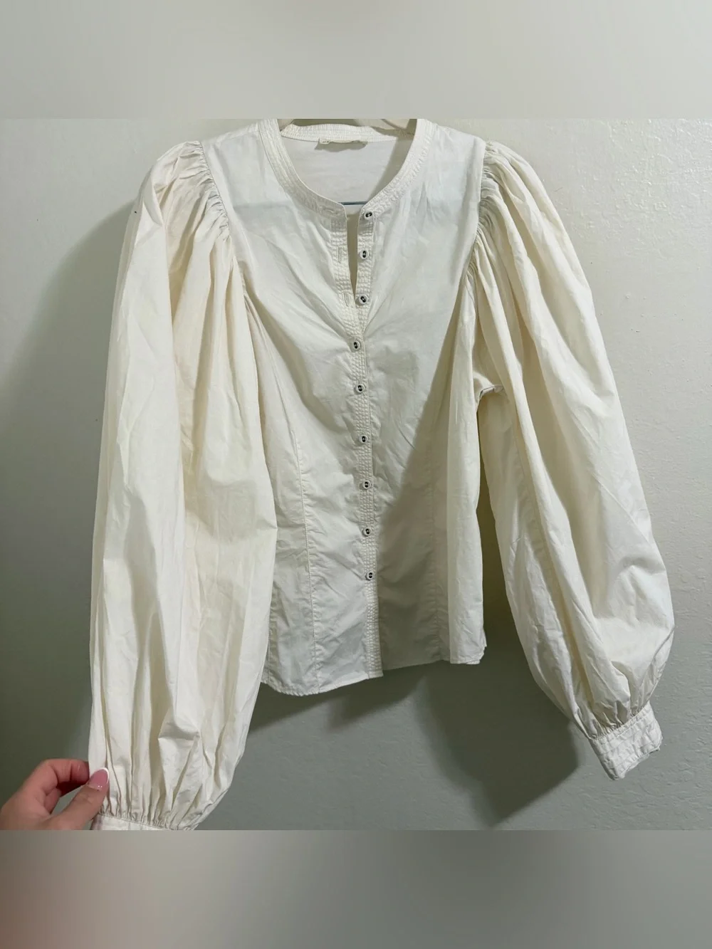 Ulla Johnson Ivory Puff Sleeve Cotton Blouse Size 2 Romantic Boho Top